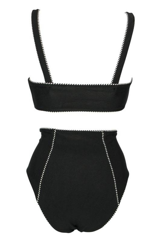 SALE Piped Luxe Strap Bikini schwarz Räumungsverkauf