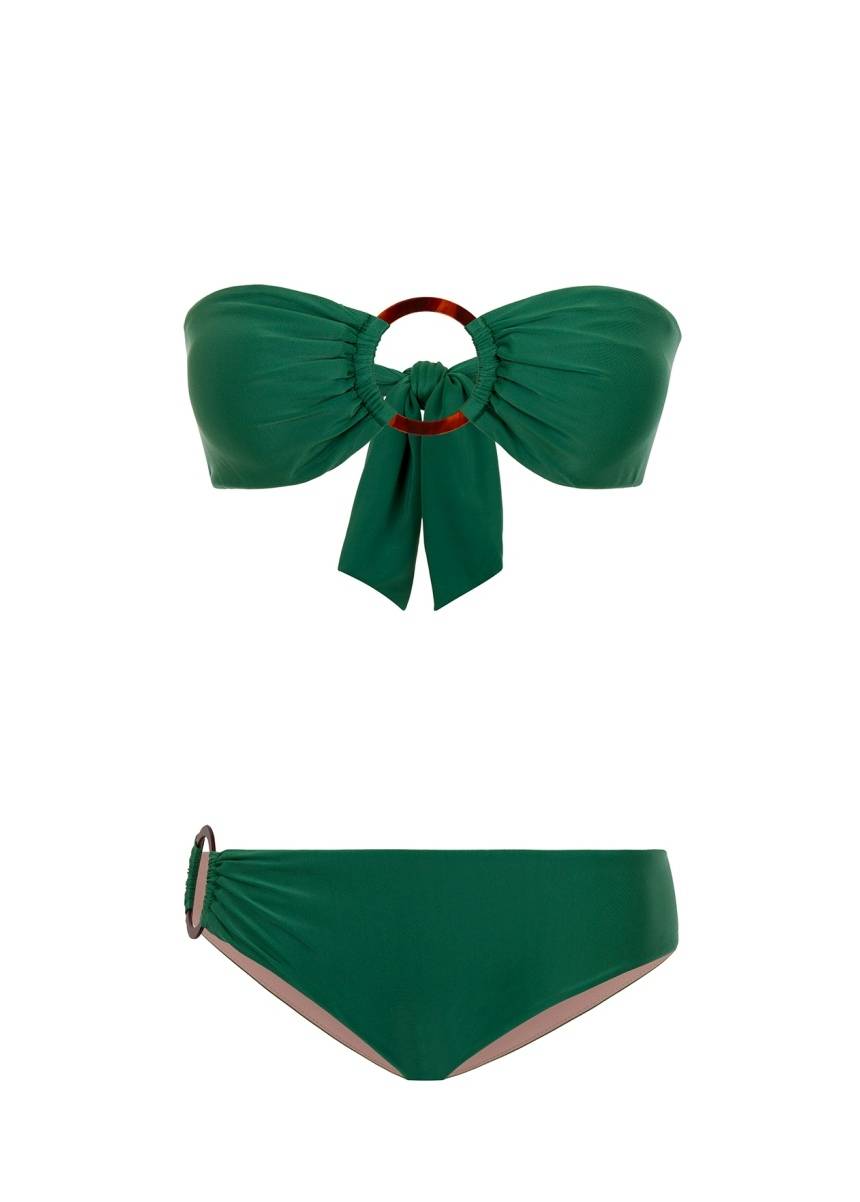 SALE Padded Bandeau Bikini mit Ringen in grün Zeitbegrenzte Promotion