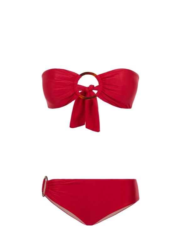 SALE Padded Bandeau Bikini mit Ringen in rot Bis zu 60% Rabatt