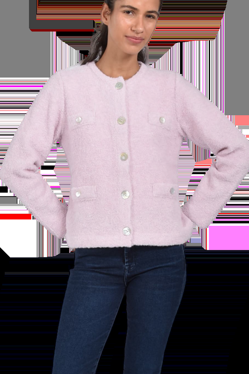 Pierre Claire Exquisite Bouclé-Strickjacke mit Rundhalsausschnitt von Pierre Claire Blitzverkäufe