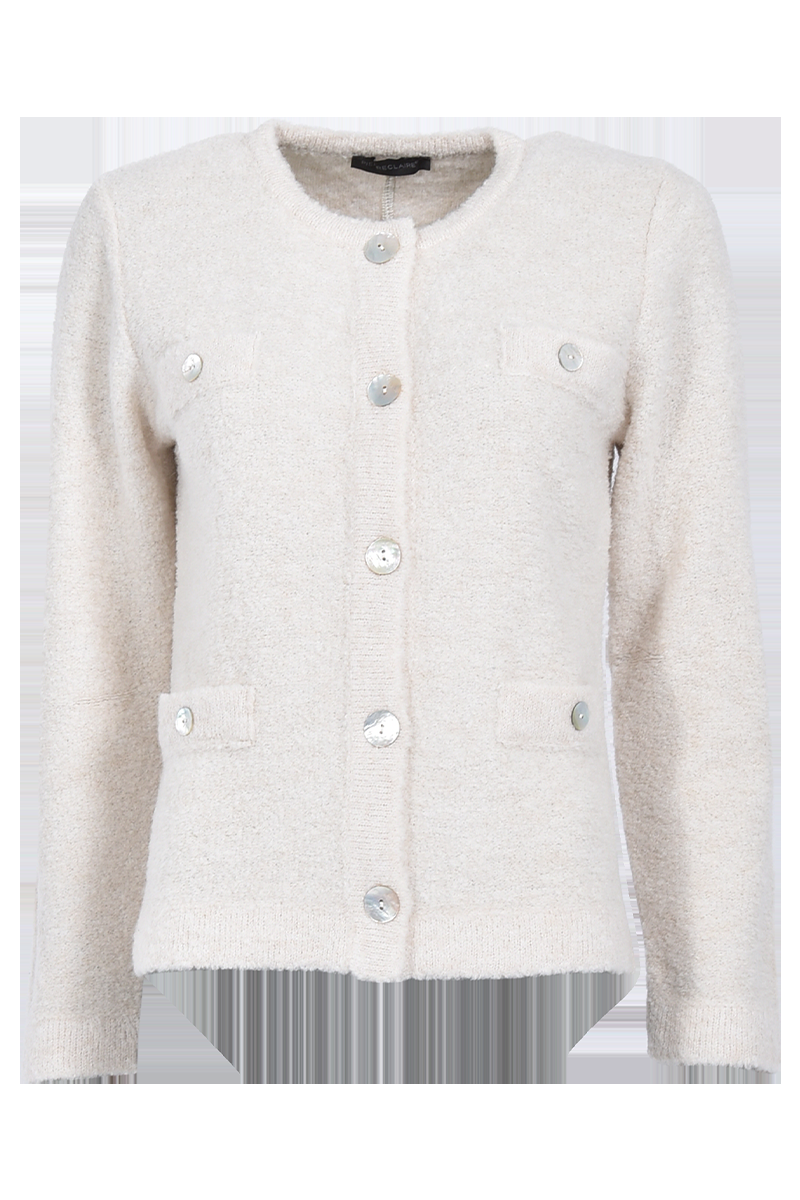 Pierre Claire Exquisite Bouclé-Strickjacke mit Rundhalsausschnitt von Pierre Claire Kostenloser Versand