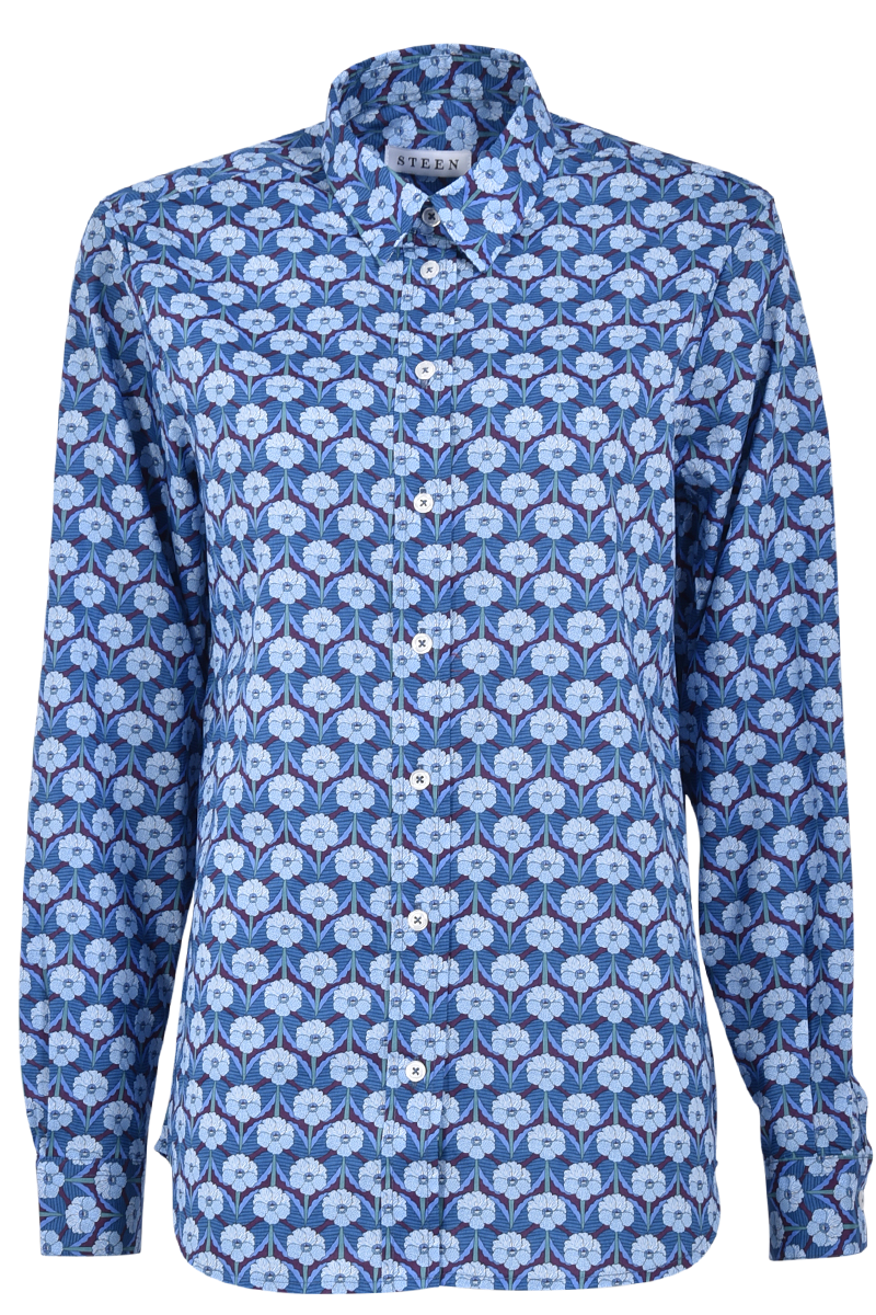 STEEN Hemdbluse mit Blumenmuster von Liberty, Kellerfalte und abgerundetem Saum Neuheiten