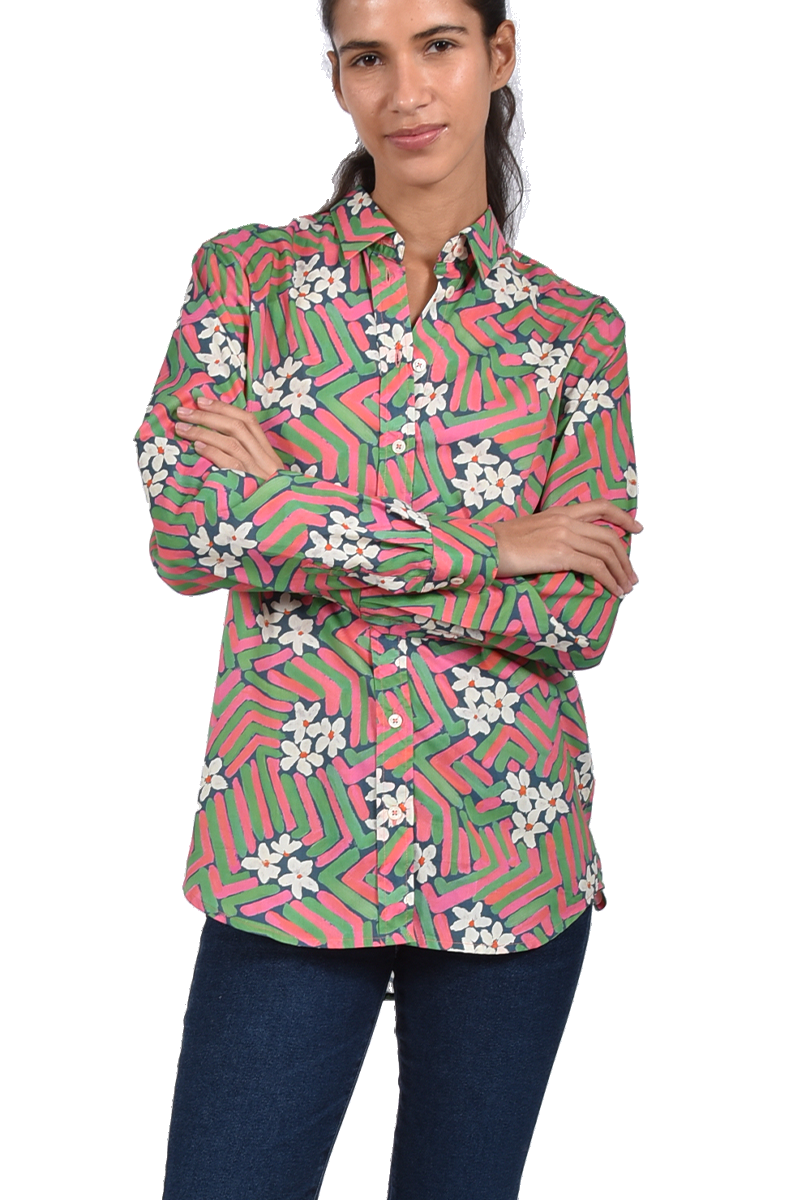 STEEN Bluse mit grafischem Blumenmuster von Liberty, Kellerfalte und abgerundetem Saum Bestseller