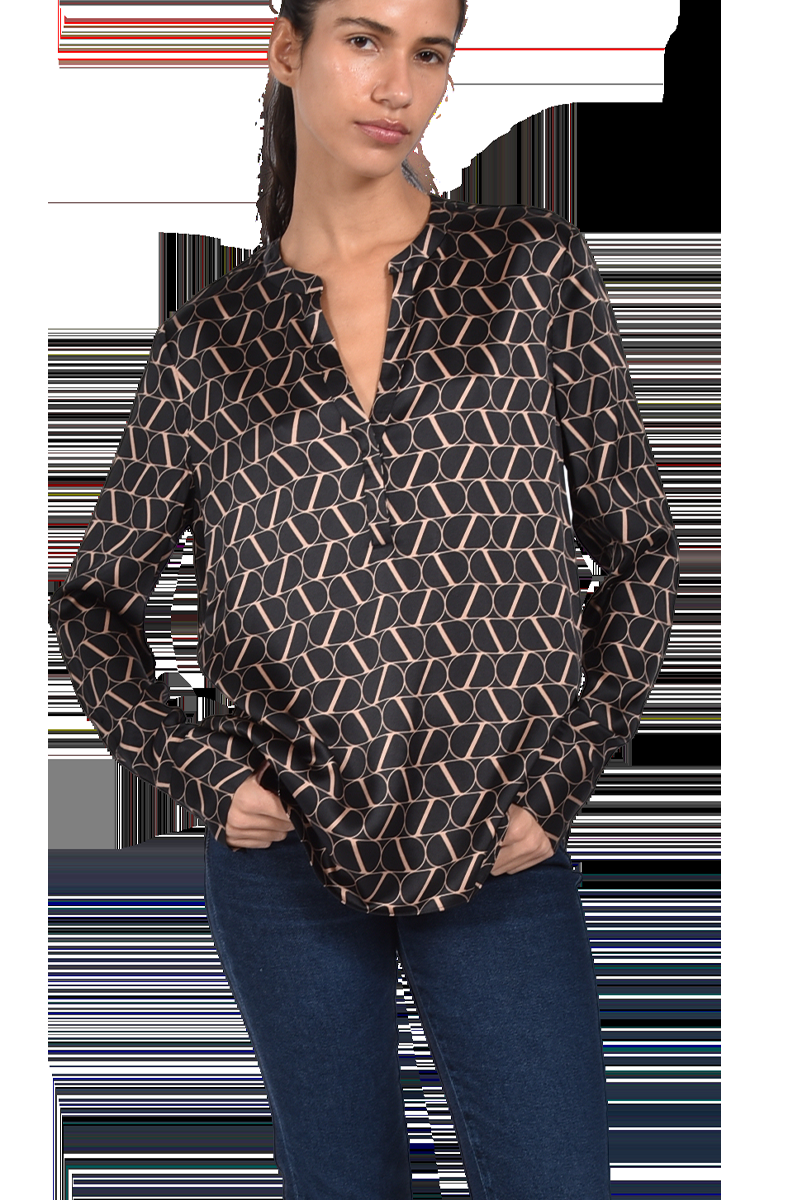 INSIEME Seidenbluse mit V-Ausschnitt und "I" Logo-Druck von INSIEME Tägliche Deals