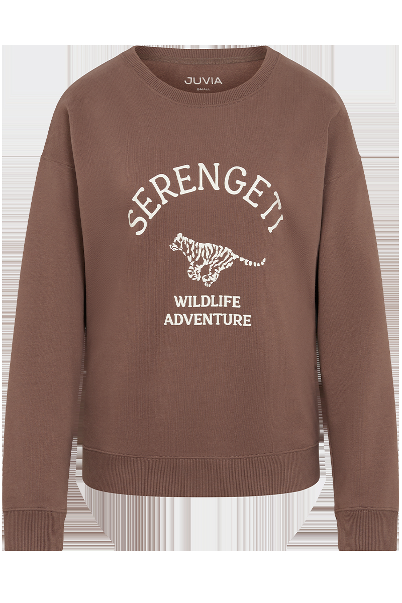 JUVIA Emmy Fleece Sweater mit Frontprint "Serengeti" von JUVIA Nur für heute