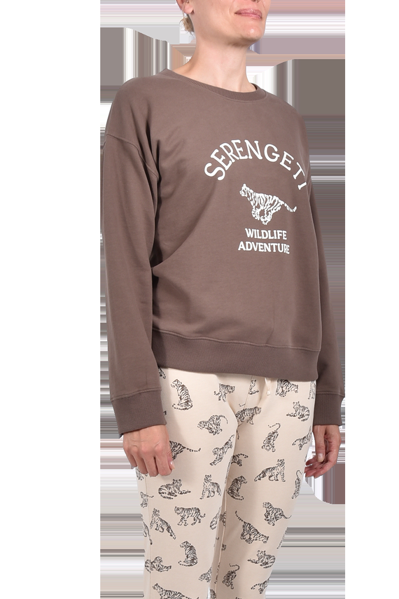 JUVIA Emmy Fleece Sweater mit Frontprint "Serengeti" von JUVIA Nur für heute