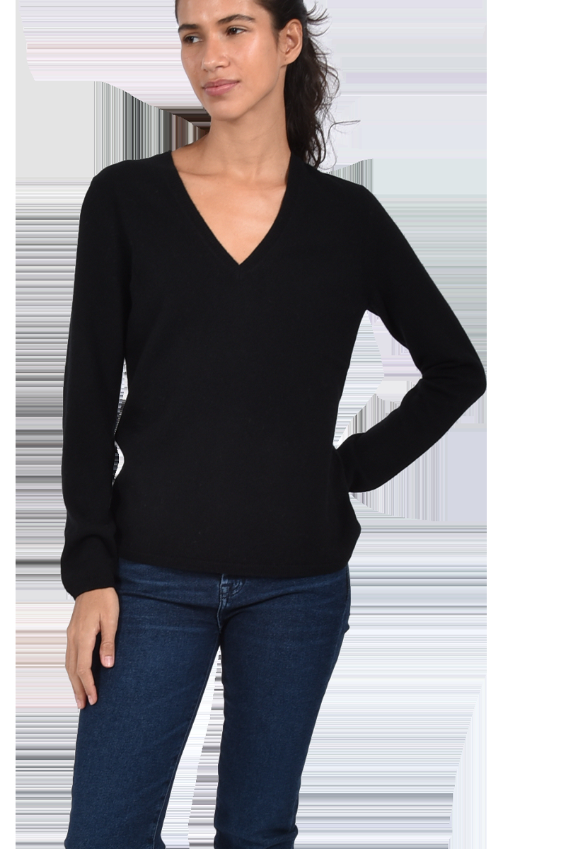 INSIEME Klassischer V-Ausschnitt-Pullover aus 100% Cashmere mit Maschendetail im Rücken von INSIEME Online Outlet