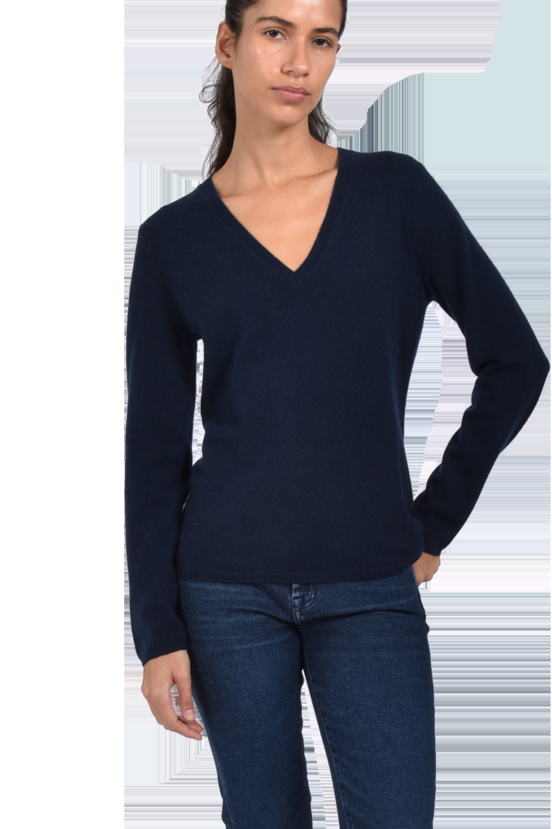 INSIEME Klassischer V-Ausschnitt-Pullover aus 100% Cashmere mit Maschendetail im Rücken von INSIEME Zeitlich begrenztes Angebot