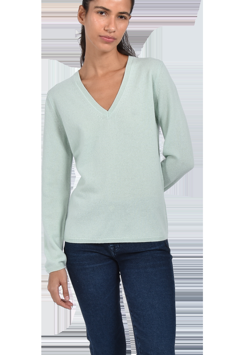 INSIEME Klassischer V-Ausschnitt-Pullover aus 100% Cashmere mit Maschendetail im Rücken von INSIEME Exklusive Angebote