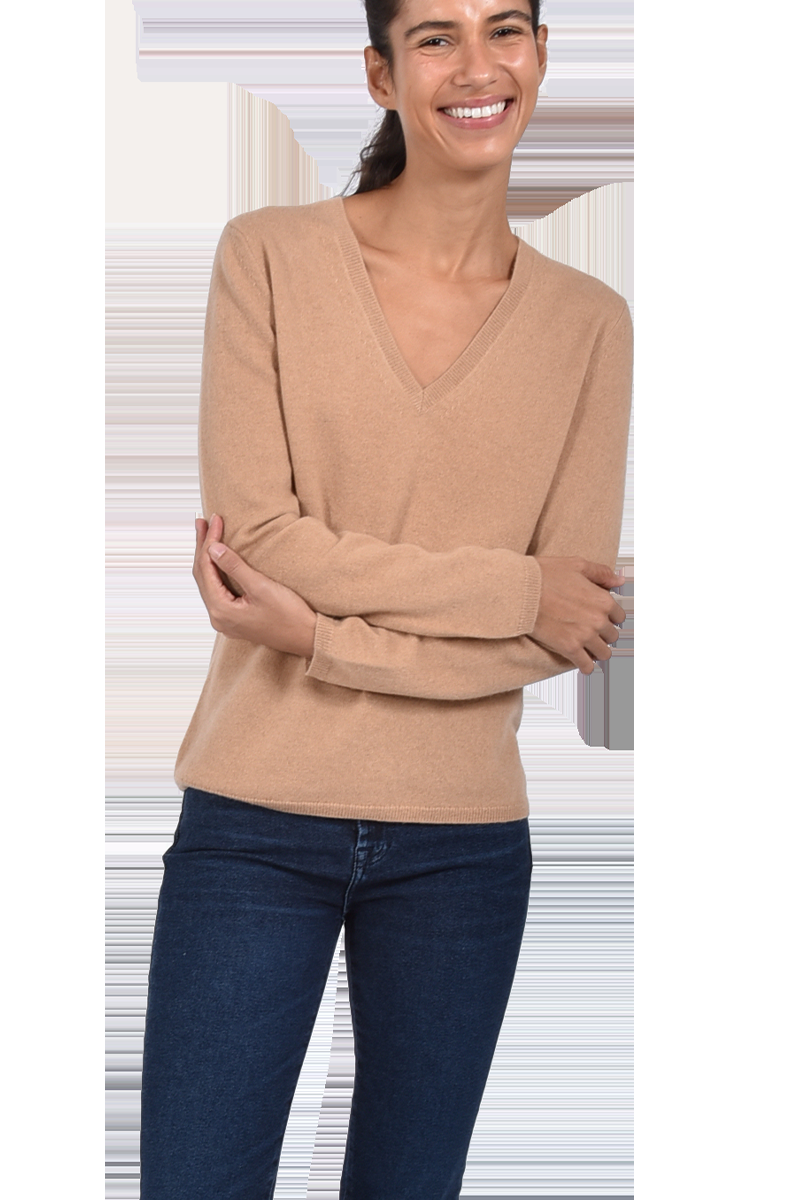 INSIEME Klassischer V-Ausschnitt-Pullover aus 100% Cashmere mit Maschendetail im Rücken von INSIEME Blitzangebot
