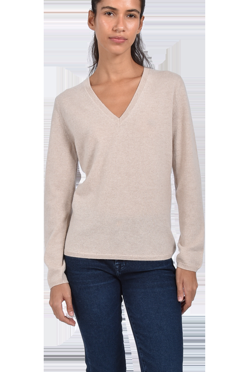INSIEME Klassischer V-Ausschnitt-Pullover aus 100% Cashmere mit Maschendetail im Rücken von INSIEME Große Rabatte