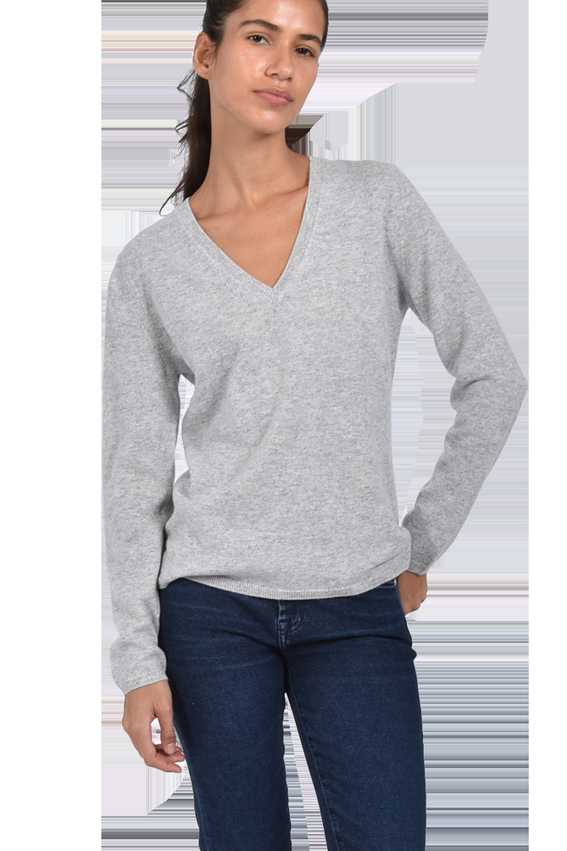 INSIEME Klassischer V-Ausschnitt-Pullover aus 100% Cashmere mit Maschendetail im Rücken von INSIEME Neuheiten