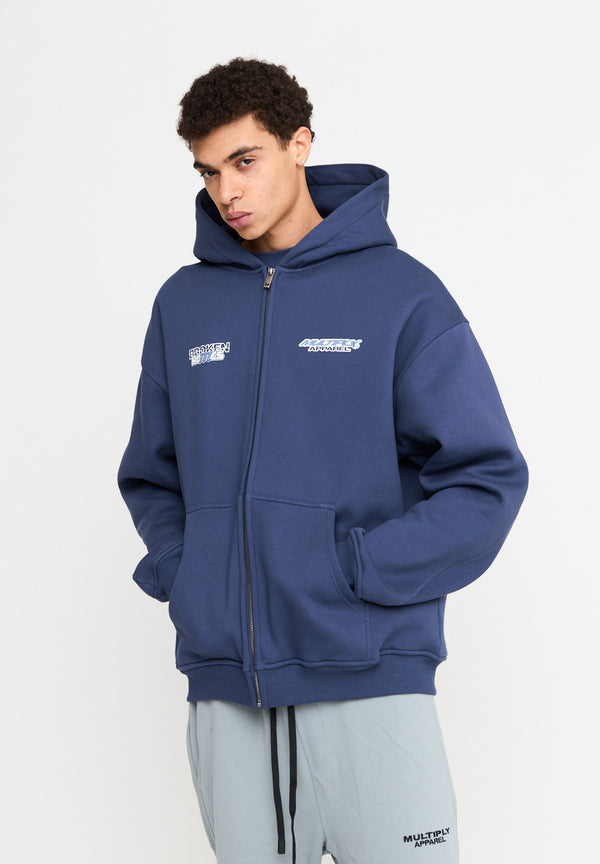 Multiply Spparel Oversize Zip Hoodie BROKEN HOMES Night Shadow Letzte 3 Tage