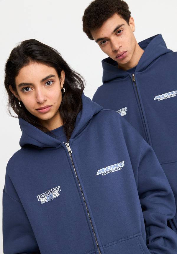 Multiply Spparel Oversize Zip Hoodie BROKEN HOMES Night Shadow Letzte 3 Tage