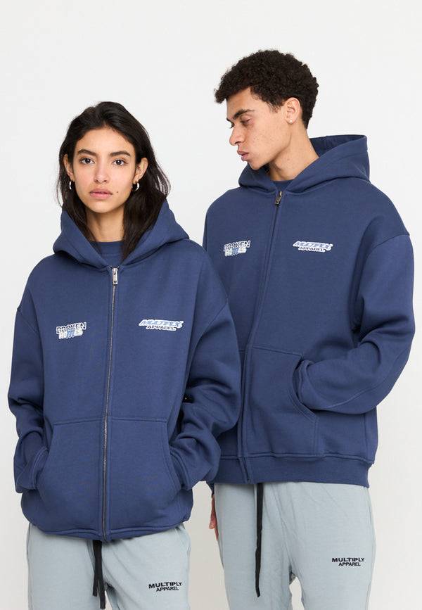 Multiply Spparel Oversize Zip Hoodie BROKEN HOMES Night Shadow Letzte 3 Tage