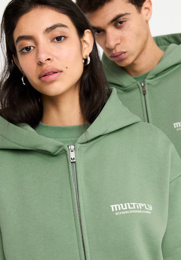 Multiply Spparel Oversize Zip Hoodie BROKEN IDENTITY Hedge Green Bis zu 50% Rabatt