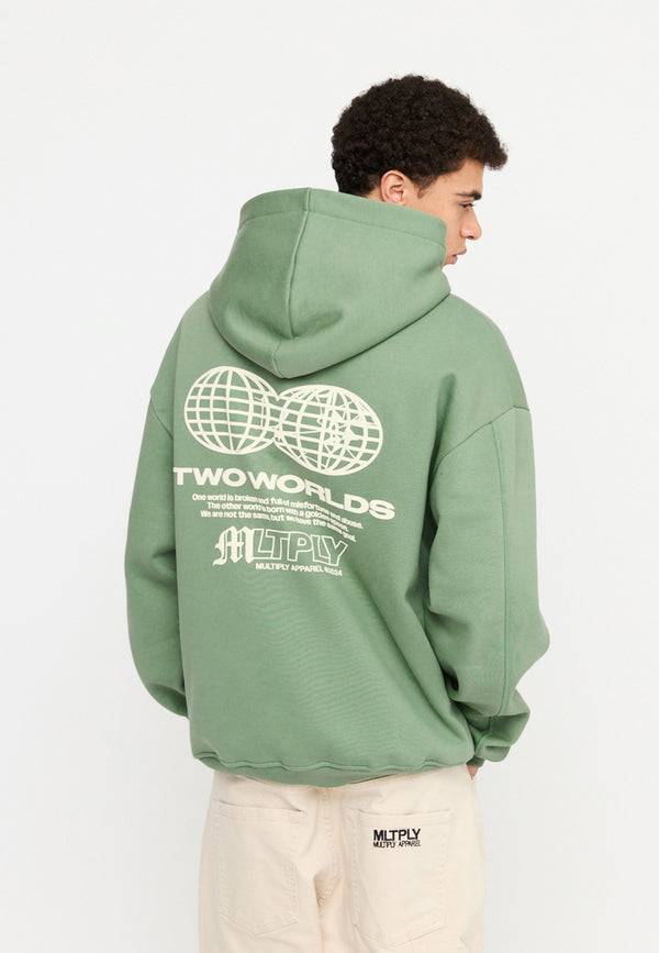 Multiply Spparel Oversize Zip Hoodie TWO WORLDS Hedge Green Sonderangebot der Fabrik
