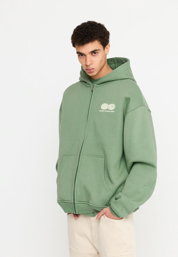 Multiply Spparel Oversize Zip Hoodie TWO WORLDS Hedge Green Sonderangebot der Fabrik