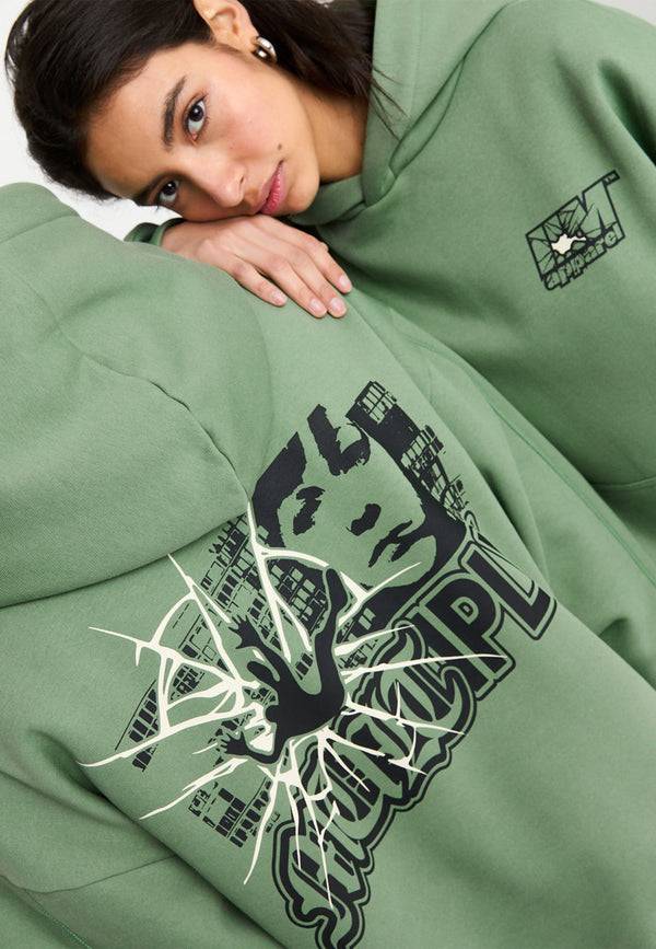 Multiply Spparel Oversize Hoodie INSECURITY Hedge Green Bis zu 55% Rabatt