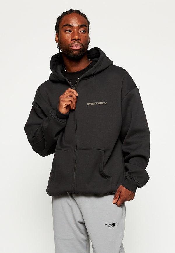 Multiply Spparel Oversize Zip Hoodie BASIQUE Black Soda Online