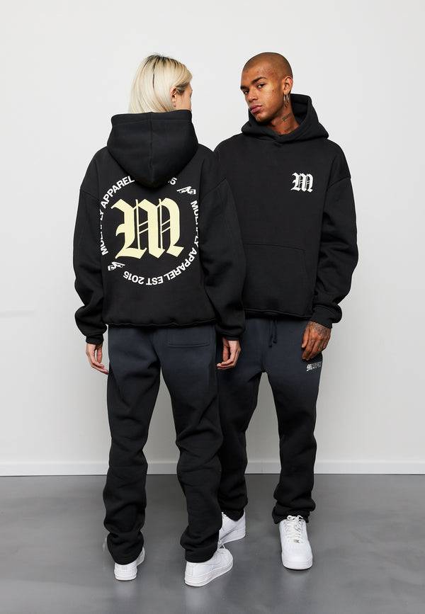 Multiply Spparel Oversize Hoodie M CIRCLE Black Soda Washed Fabrik Onlineshop