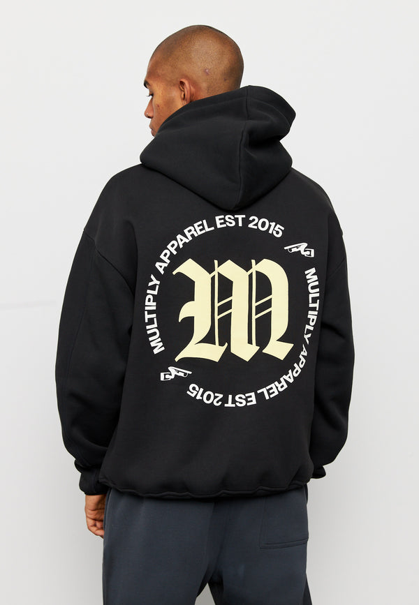 Multiply Spparel Oversize Hoodie M CIRCLE Black Soda Washed Fabrik Onlineshop