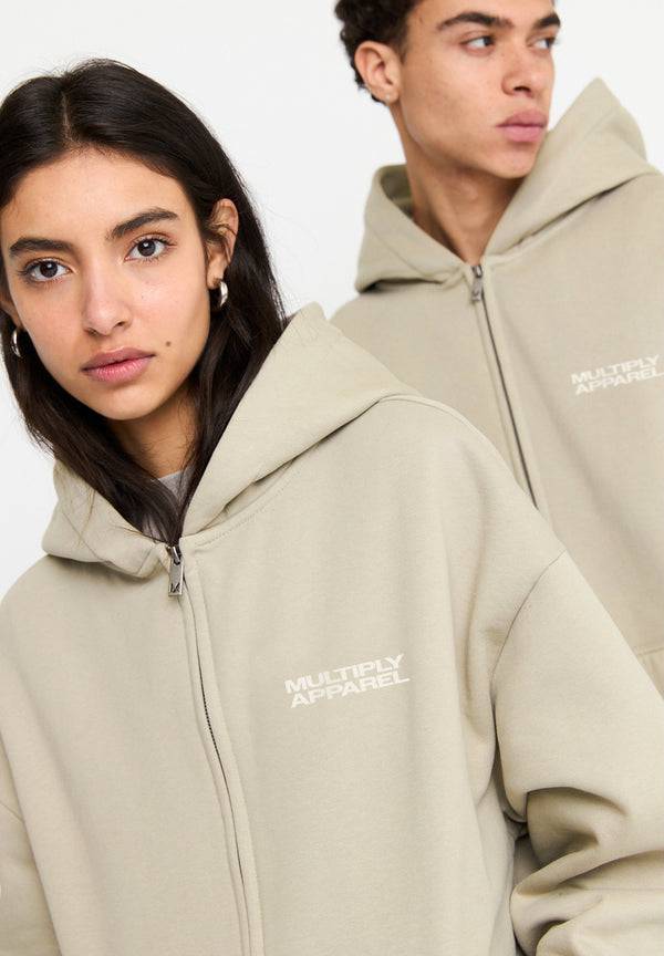 Multiply Spparel Oversize Zip Hoodie DIE FOR YOU Cement Rabatt