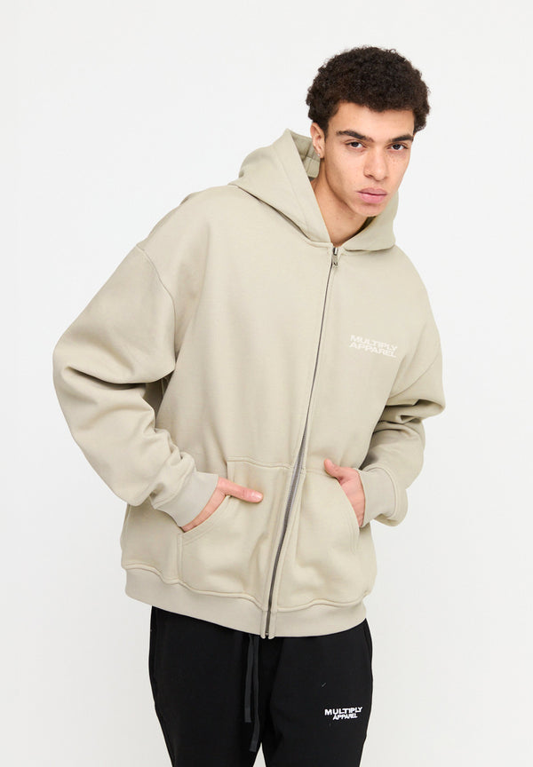 Multiply Spparel Oversize Zip Hoodie DIE FOR YOU Cement Rabatt