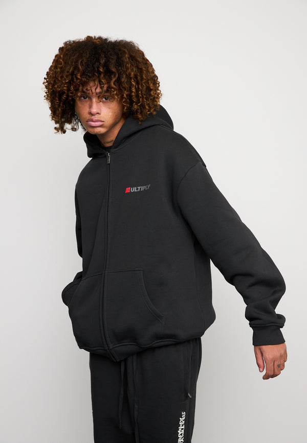 Multiply Spparel Oversize Zip Hoodie ACCUSED Black Soda Washed Flash Sale