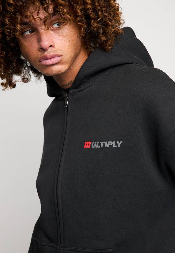 Multiply Spparel Oversize Zip Hoodie ACCUSED Black Soda Washed Flash Sale