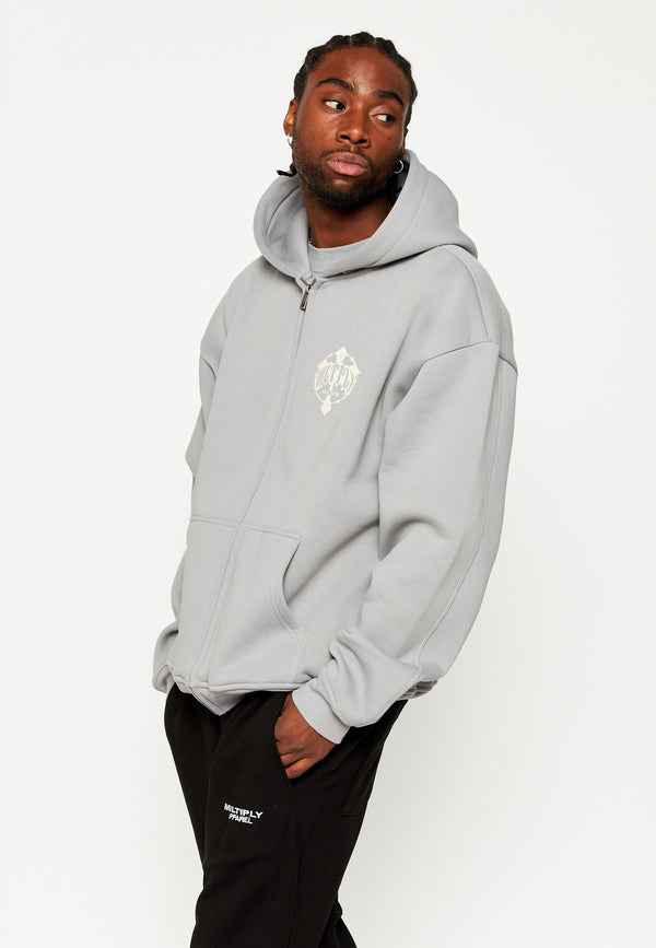 Multiply Spparel Oversize Zip Hoodie FADING FAITH Ultimate Grey Online Shopping