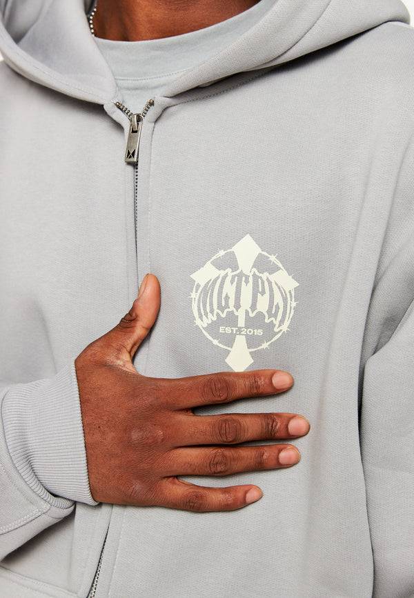 Multiply Spparel Oversize Zip Hoodie FADING FAITH Ultimate Grey Online Shopping