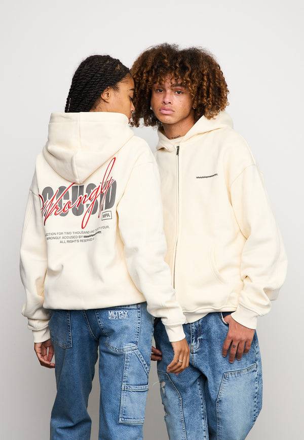 Multiply Spparel Oversize Zip Hoodie CHEATER Egret Exklusivangebot