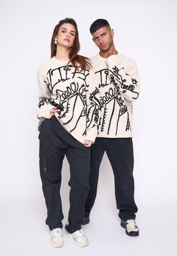 Multiply Spparel Oversize Knit Sweater DOWNTOWN White Swan Große Rabatte