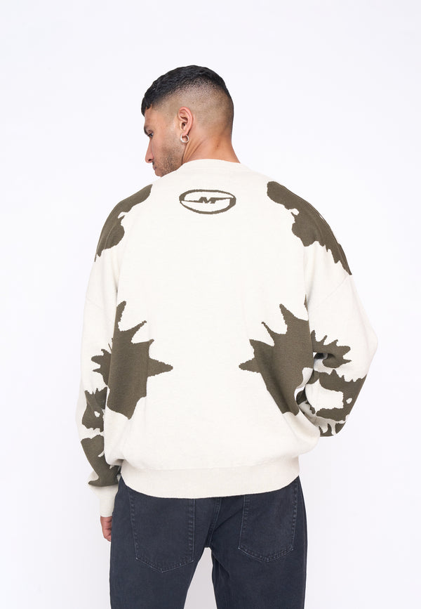 Multiply Spparel Oversize Knit Sweater URBAN White Swan Green Bestseller