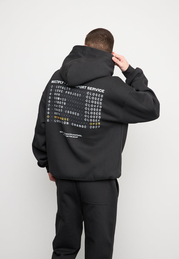 Multiply Spparel Oversize Hoodie BOARDING Black Soda Washed Sonderangebote