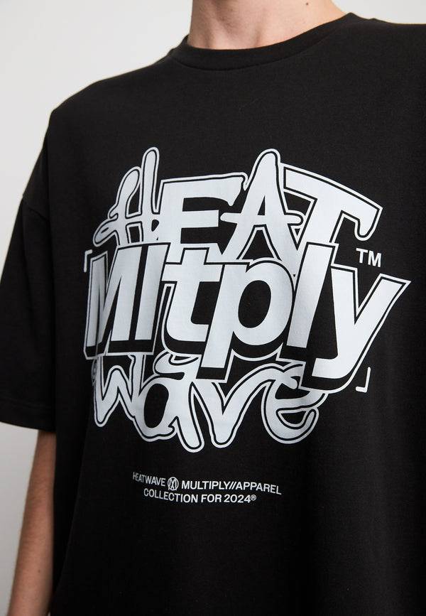 Multiply Spparel Oversize T-Shirt HEAT INDEX Black Soda Washed Neueste Stile