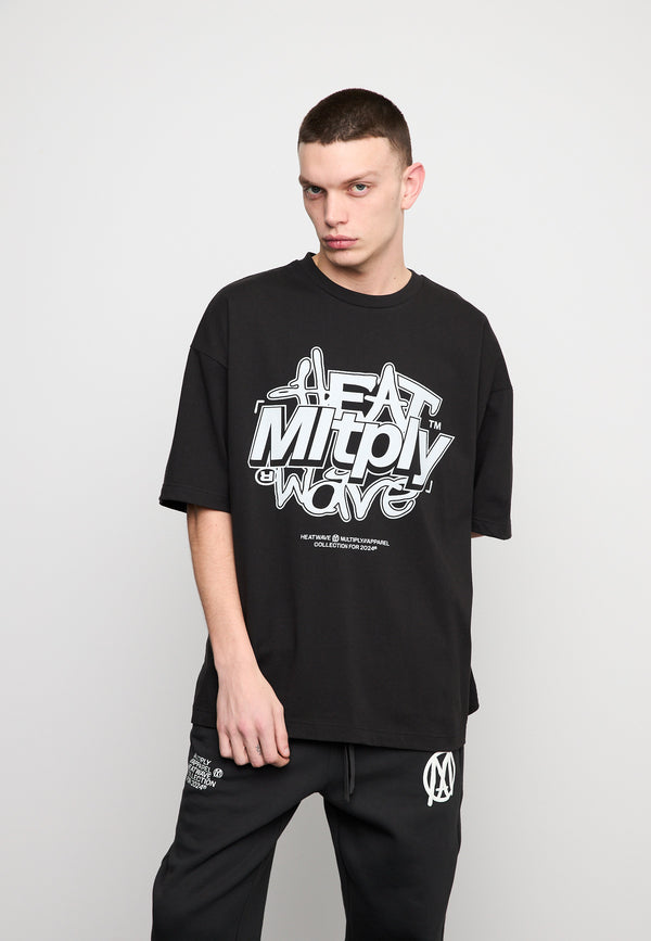 Multiply Spparel Oversize T-Shirt HEAT INDEX Black Soda Washed Neueste Stile