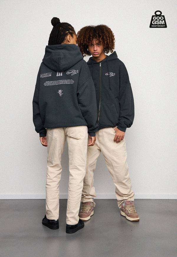 Multiply Spparel Oversize Zip Hoodie WEIGHTY Black Soda Discount Store für neue Produkte