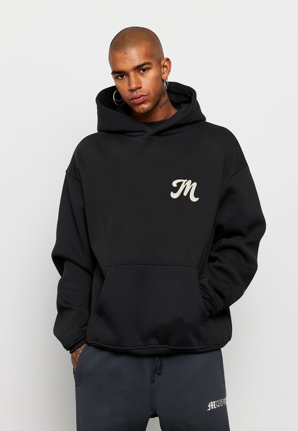 Multiply Spparel Oversize Hoodie M FLORAL 2 Black Soda Washed 50% Rabatt mit kostenlosem Versand