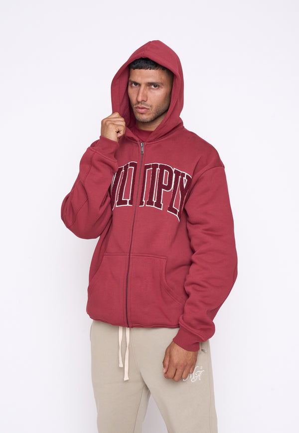 Multiply Spparel Oversize Zip Hoodie MAJOR Ruby Wine Meist gekauft