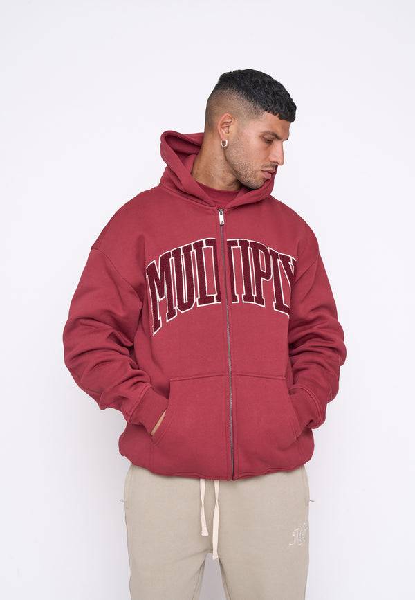 Multiply Spparel Oversize Zip Hoodie MAJOR Ruby Wine Meist gekauft