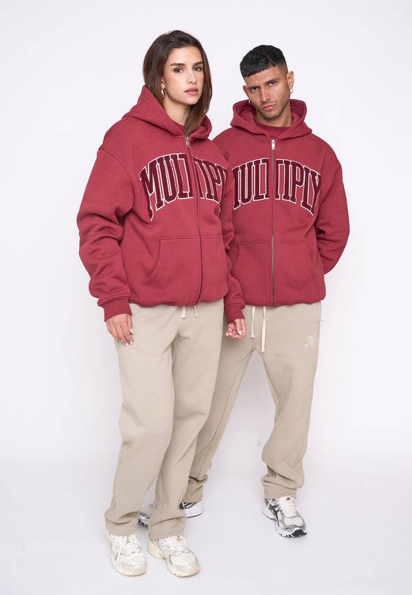 Multiply Spparel Oversize Zip Hoodie MAJOR Ruby Wine Meist gekauft