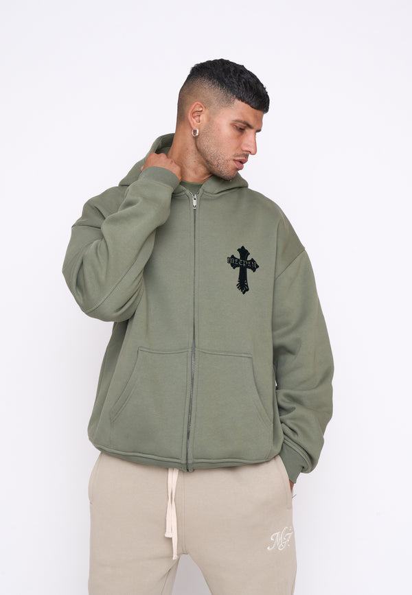 Multiply Spparel Oversize Zip Hoodie CAVALRY Four Leaf Clover Kostenloser Versand