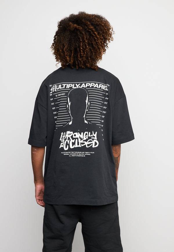Multiply Spparel Oversize T-Shirt CALUMNY Black Soda Washed Saisonschlussverkauf