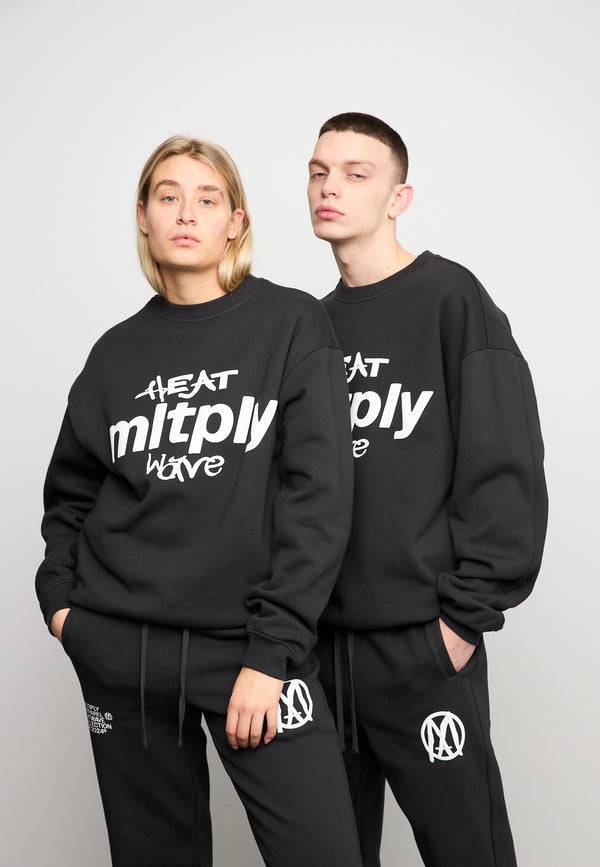 Multiply Spparel Oversize Sweatshirt MLTPLY WAVE Black Soda Washed Neueste Mode