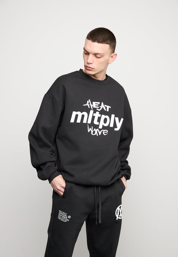 Multiply Spparel Oversize Sweatshirt MLTPLY WAVE Black Soda Washed Neueste Mode