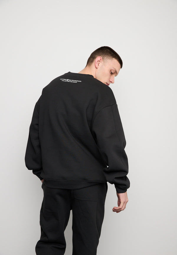 Multiply Spparel Oversize Sweatshirt MLTPLY WAVE Black Soda Washed Neueste Mode