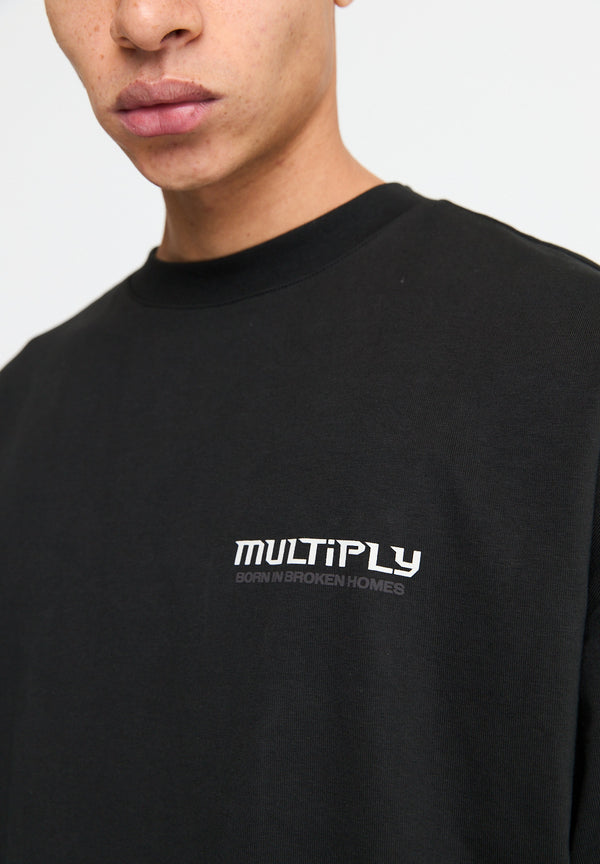 Multiply Spparel Oversize T-Shirt BROKEN IDENTITY Black Soda Washed Riesige Ersparnisse