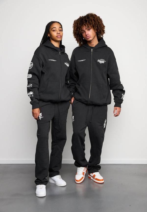 Multiply Spparel Oversize Zip Hoodie TRUTH Black Soda Washed Begrenzte Freigabe